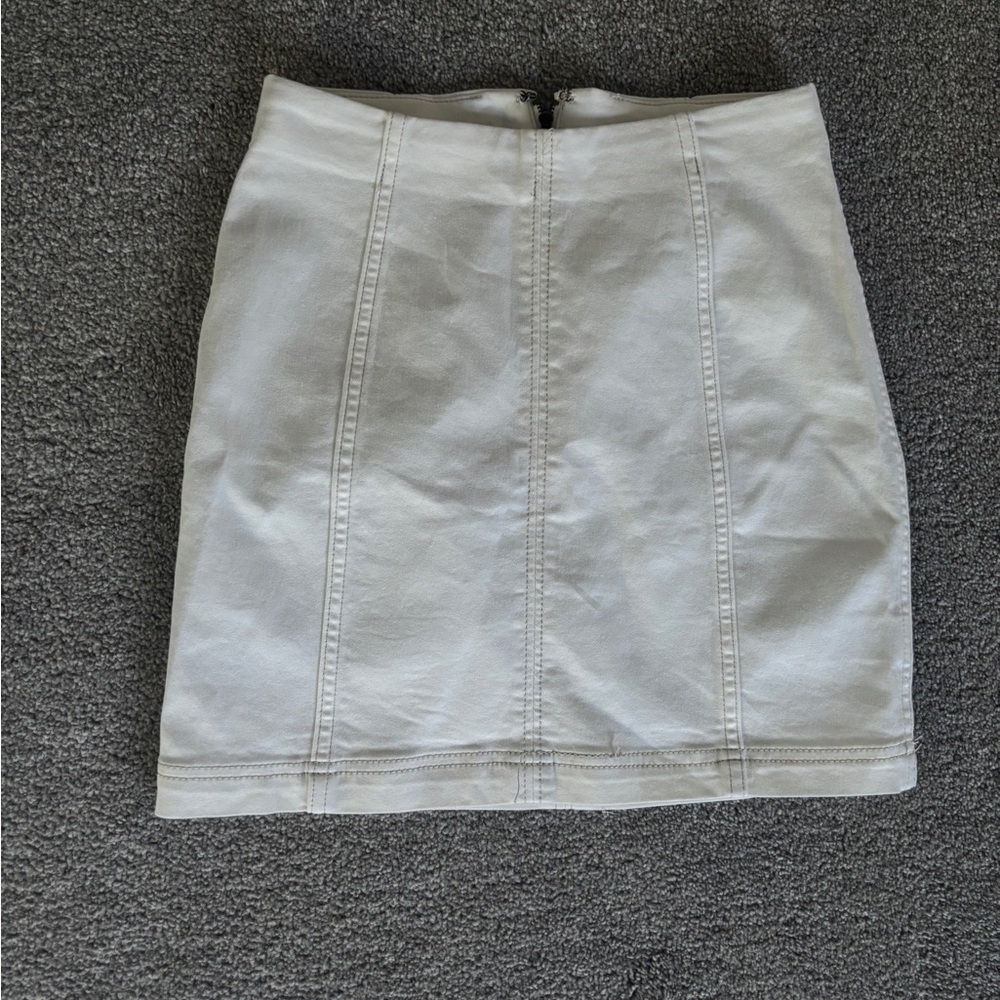Free People white Mini denim Skirt